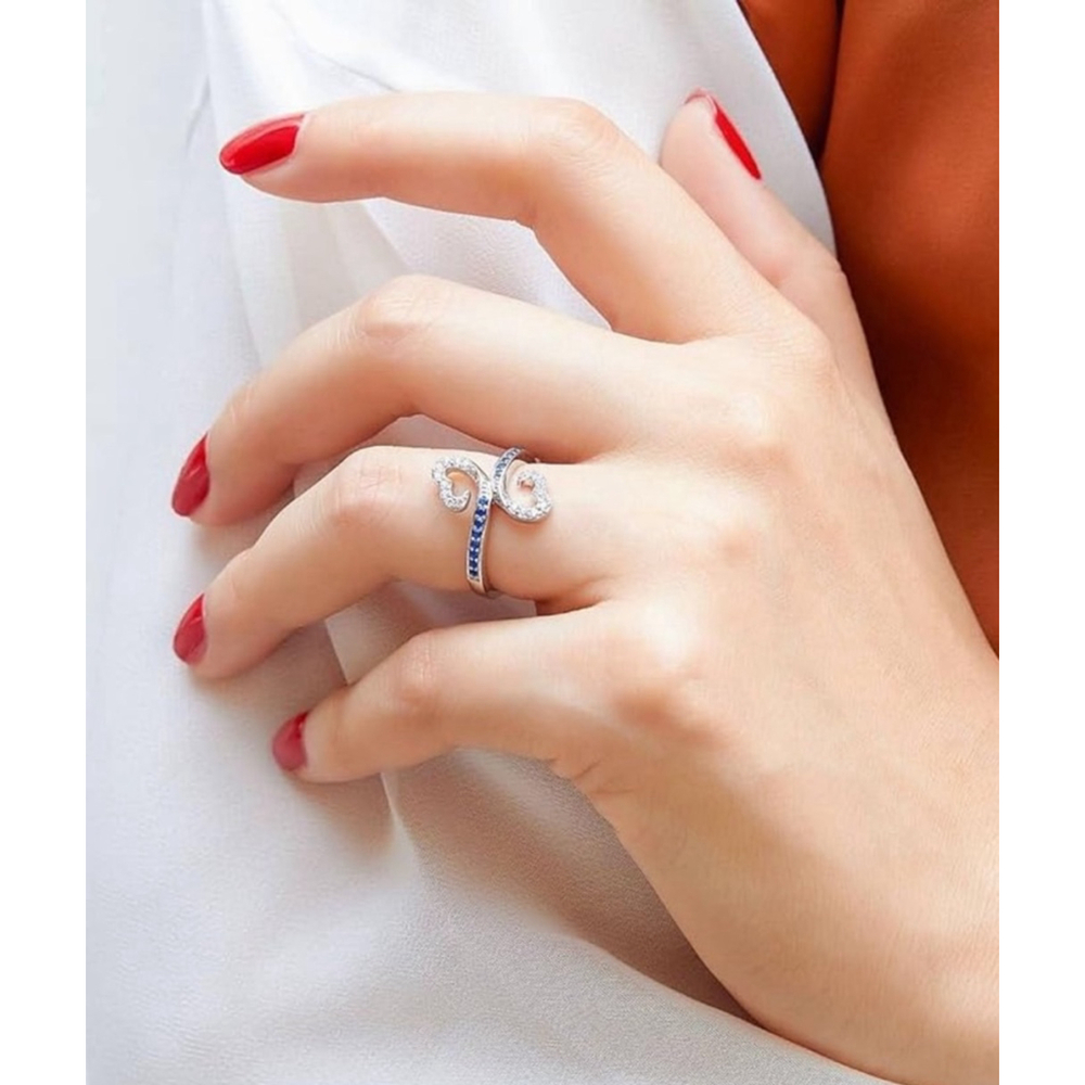 NEW HEART HALO‎ RING, WHITE GOLD PLATED 925 SILVER, LOVE RING, CUTE RING, SIZE 6 - Picture 2 of 12